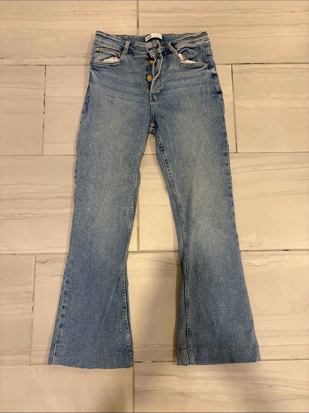 Zara Flare Jeans With Button Closure